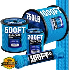 HOKINETY Blue Paracord Rope 750 4mm 100ft Camping Survival