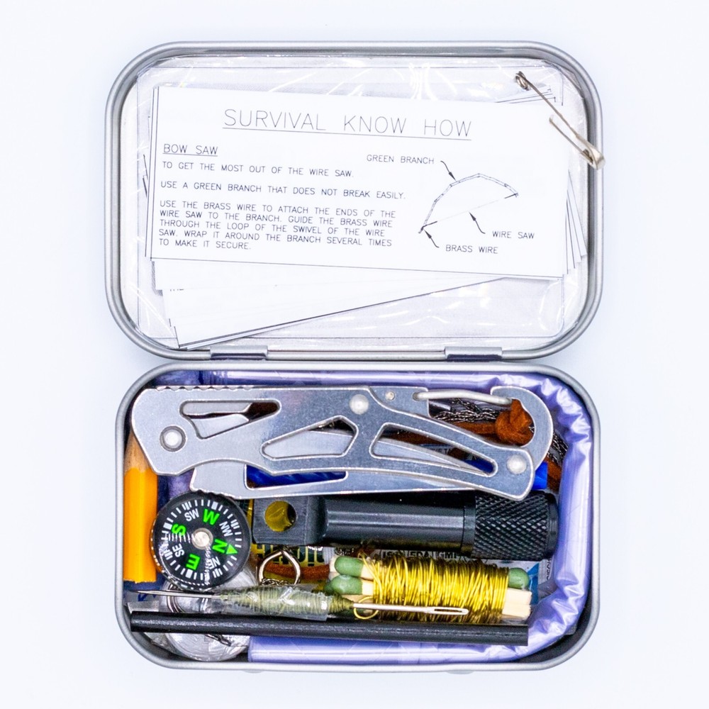 54 pc EDC Survival Tin Kit for Emergency, Camping, Hiking – Perfect Gift