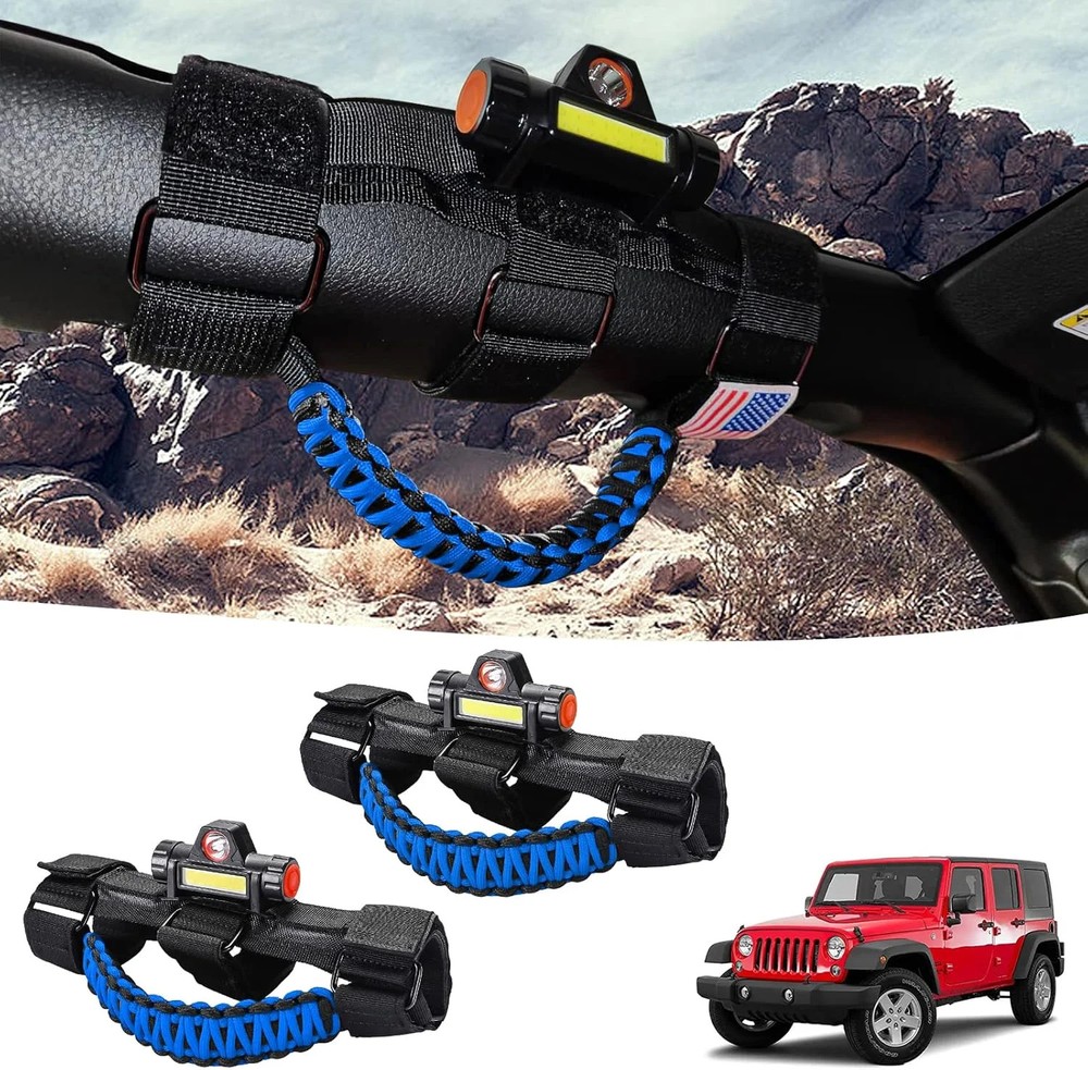 GAIZON 2 Pack Grab Handles Roll Bar Paracord for Jeep Wrangler Accessories Sahar