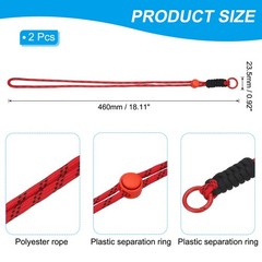 2 Pcs Paracord Lanyard Necklace, Lanyard with Split Ring, Red & Black