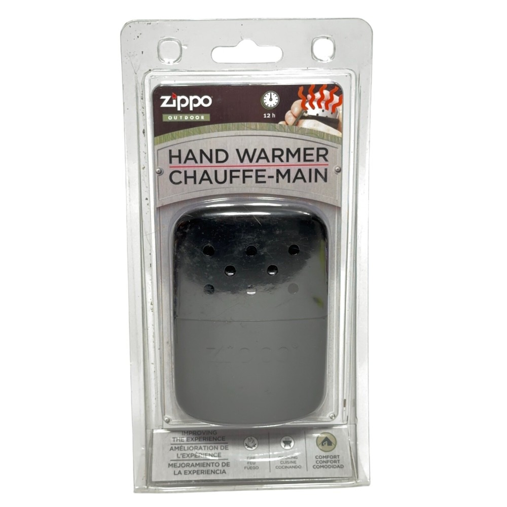 New Zippo Hand Warmer w Pouch Refillable Matte Black 12 hours Flameless