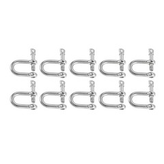 10Pcs M8 D Shape Shackle for Mounting Ropes Cables Straps Chains Trailers DIY