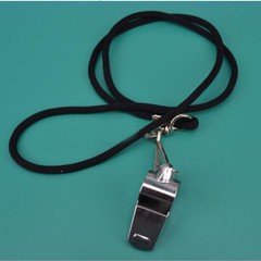 Football Soccer Sports Metal Referee Whistle Black Lanyard Emergency Survival