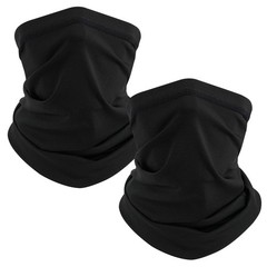 TICONN Neck Gaiter Face Cover Scarf, Warmer Breathable Medium, Black-2pk