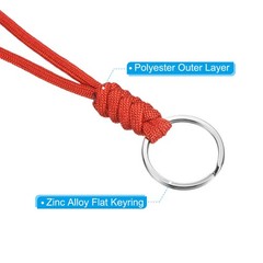 18″ Paracord Lanyard with Keyring Necklace Cord Badge Holder Strap, Red