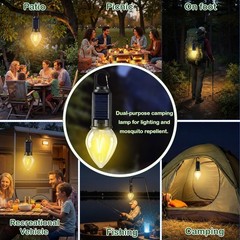 4 Pcs Solar Mosquito Repellent Camping Lantern with Yellow Light, Mosquito-re…