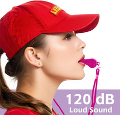 Whistle for Coaches – Pink Plastic Whistles, with Lanyard and Mouthpiece – Loud