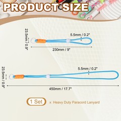 1Set Heavy Duty Paracord Keychain Lanyard for Keys , Light Blue/White/Orange