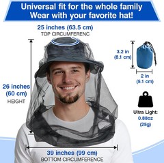 2 Pack Mosquito Head Net for Insects, Fly & Bug & Bee Protection | Ultra Large &