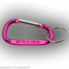 2 Pack Medium Carabiner Keychain for Backpack Belt Camping Survival Kit – Pink
