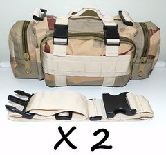2 X Molle Desert Camo Survival Camping SWAT Military Bug Out Bag Pack Pouch NEW
