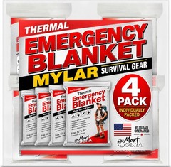 Mart Cobra Emergency Space Blankets 4-PACK | Thermal Mylar Survival Gear