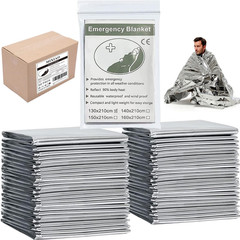 Emergency Foil Blanket (Pack of 50), Survival Thermal Mylar Blankets Individuall