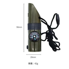 7-In-1 Emergency Survival Whistle Compass Thermometer LED Flashlight Magnifier