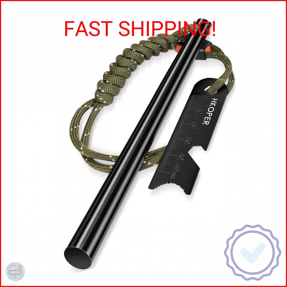Hkoper Ferro Rod Fire Starter with Striker, Flint and Steel Fire Starter, 6″ x 3