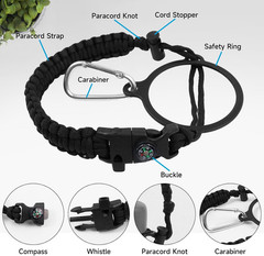Water Bottle Handle Strap Paracord Handle Strap Cord with Carabiner Fits Wide Mo
