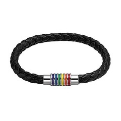 Titanium Stainless Steel Rainbow LGBT Pride 2 Pack (7.48″ Lesbian/Female))