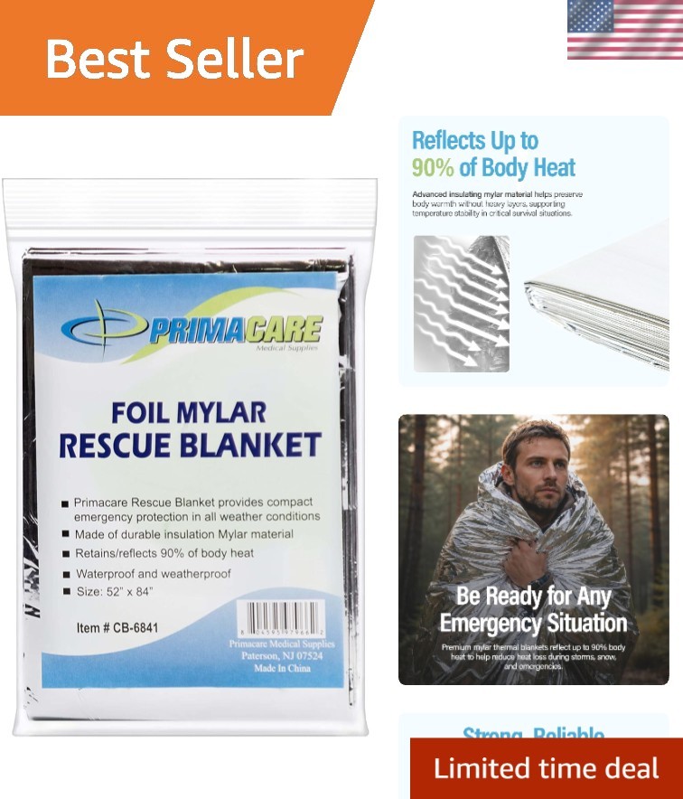 Water-Resistant Mylar Thermal Blanket for Emergencies – 84″ Length x 52″ Width