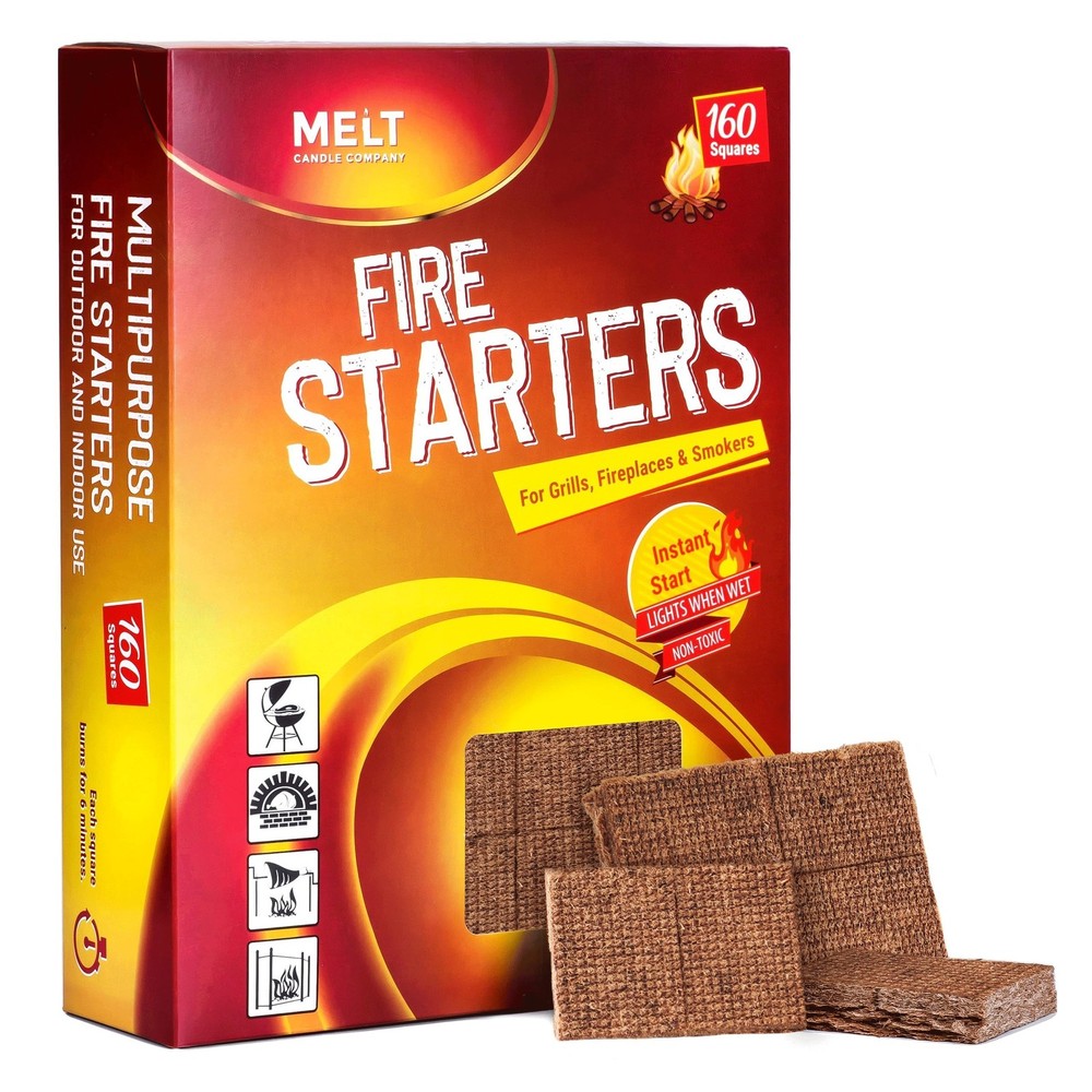 Fire Starter Squares, 160 pcs – Fire Starters for Campfires, Grill, Outdoor P…