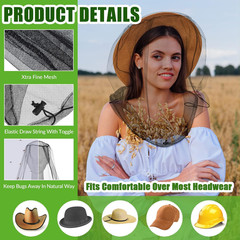 4 Pack Mosquito Bug Net Mesh for Head Mosquito Net Face Fly Netting Hood from In