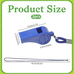 2 Packs Blue Whistle, Whistle for Coaches with Lanyard, Plastic Whistles for