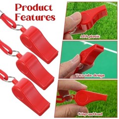 80 Pack Red Sports Whistle, Plastic Whistles Bulk with Lanyard, 120dB Loud