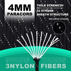 Wedotu-750LB Rope-100ft/500ft/1000ft-4MM-9 Strand Parachute Spool Cord Ideal …