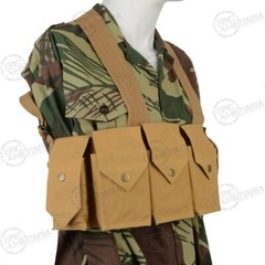 Repro Military Style Rhodesian Chest Rig- EXTRA POUCHES- Webbing-Airsoft- Tan
