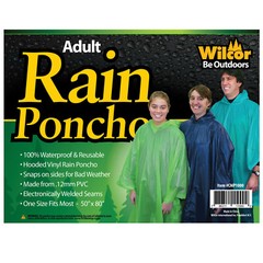 RANDOM COLOR Adult Rain Poncho One Size Fits Most Hooded Waterproof Vinyl PVC