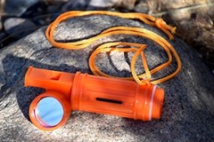 5-in-1 Orange Survival Whistle with Compass, Signaling Mirror, 1 Piece
