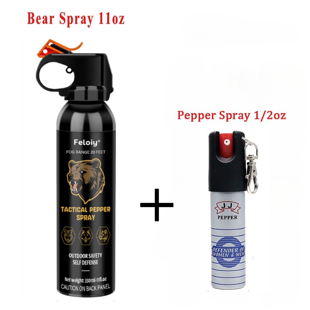 Feloiy 20Ft Bear Deterrent Repellent Spray 11Oz W/ 1 Pack Free Peper Spray 1/2oz