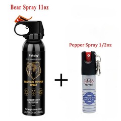 Feloiy 20Ft Bear Deterrent Repellent Spray 11Oz W/ 1 Pack Free Peper Spray 1/2oz
