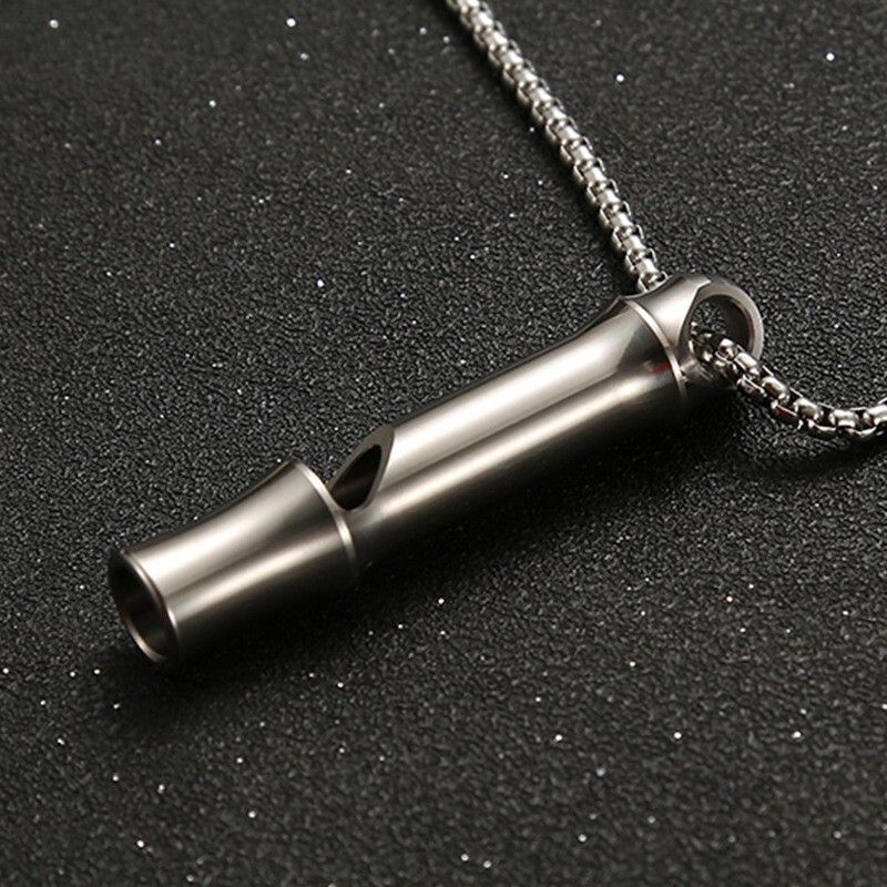 Titanium Emergency Whistle 120 High DB Outdoor EDC SOS Survival Necklace Safety