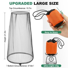 2 Pack Premium Mosquito Head Nets, Ultra Large Bug Net for Head | Adjustable Dra