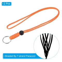 2pcs 18″ Paracord Lanyard with Keyring Necklace Cord Badge Holder Strap Orange