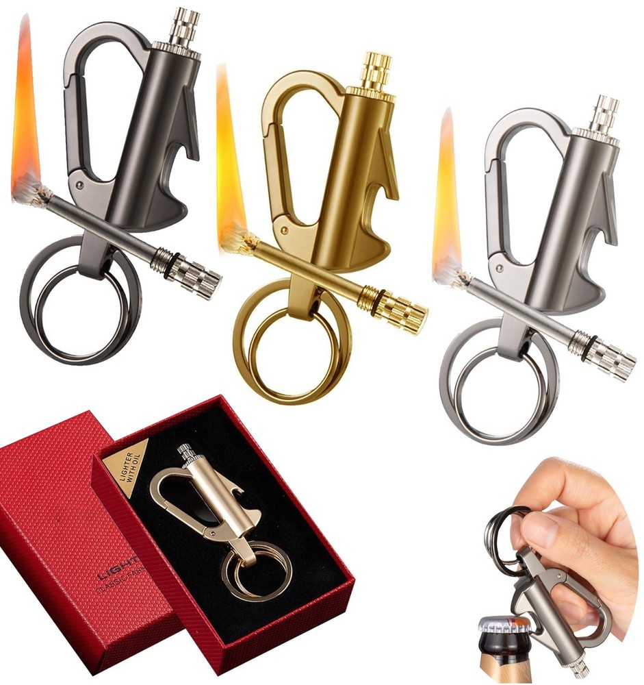 3 x Permanent Match Keychain Lighters Refillable Fire Starter Survival Camping