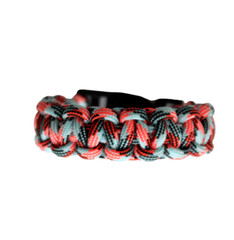 Paracord Bracelet SW Coral & Blue 550 Cobra Stitch Fits 5-3/4 Inch Made USA