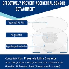 libre 3 plus sensor covers waterproof-40 Pack Freestyle Adhesive Patches, Transp
