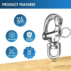 316 Stainless Steel Swivel Snap Shackle Sailing Halyard Quick Release Boat