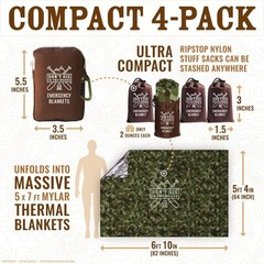 Freakin’ Huge Emergency Blankets 4-Pack | Extra-Large Thermal Mylar Protection