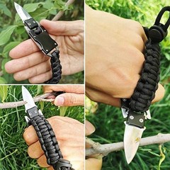 Black Camouflage Wilderness Survival Portable Gear Tactical Knife Bracelet