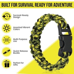 12-Pack Paracord Survival Bracelets Quick-Release Clip