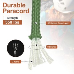 650 Paracord 49 Feet 4mm 9 Strand Parachutes Cord Spool Army Green