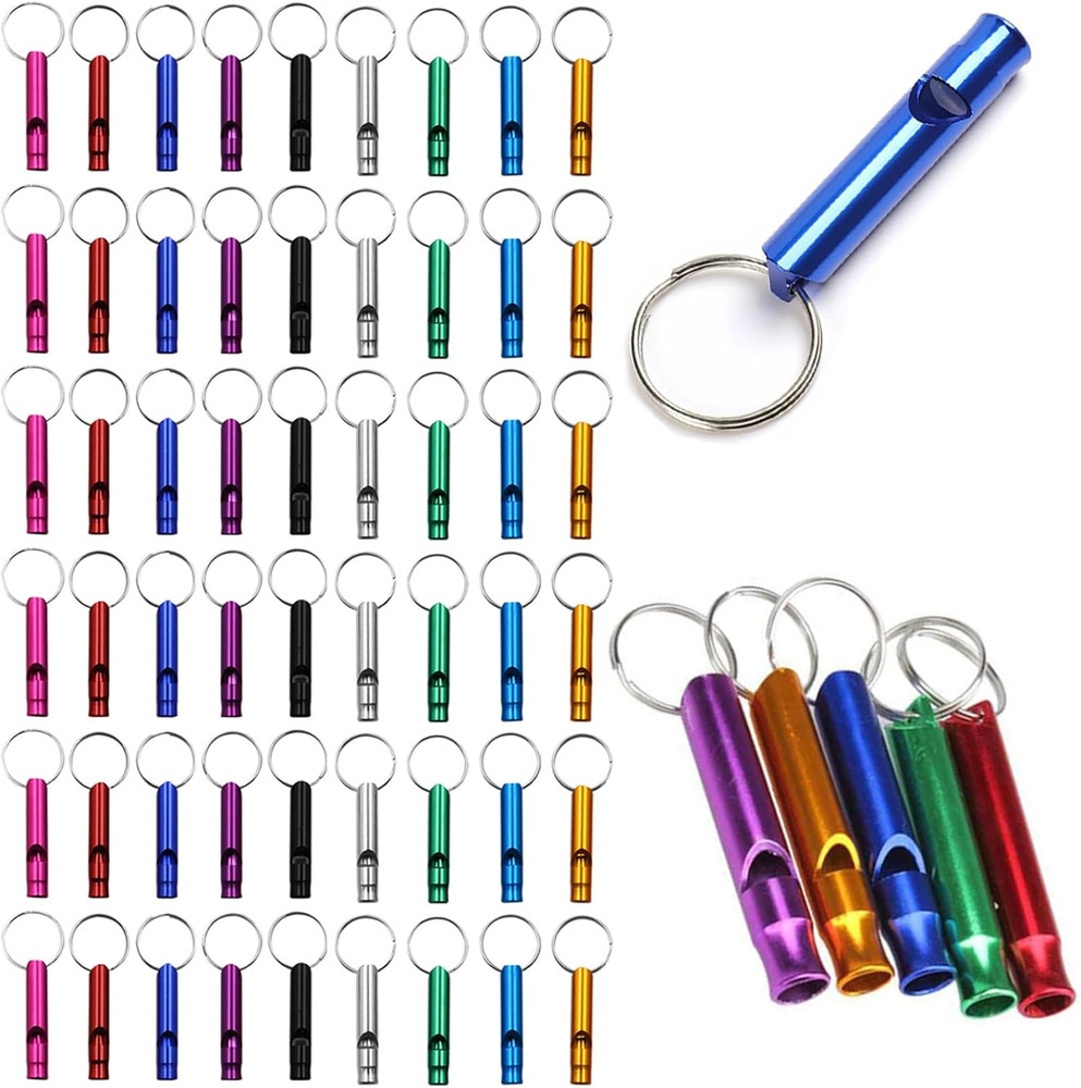 50-200 Pieces Emergency Whistle with Keychain Aluminum Survival Whistle Key Chai