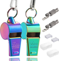 HUTOU Whistle Stainless Steel Coach Sports Whistle with Lanyard, Loud Crisp Soun