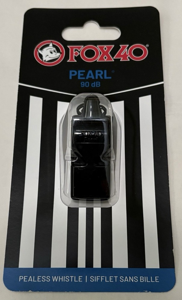 Fox 40 Pearl Official 2-Chamber Pealess Whistle Black 90 dB Made In Canada