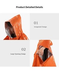 1 Orange Poncho SOS Emergency Survive Forest Hot Rain R (Foreign Shipping