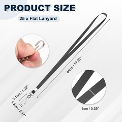25Pcs 17.3″ Nylon Flat Lanyard with Clasp for Keys, Black