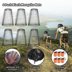 6 Pcs Black Mosquito Covers Wearable Head Net Face Mesh Protecting Net Mosqui…