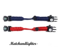 Paracord Survival Bracelet Fire Starter, Compass Whistle, SOS Led Light USA SHIP
